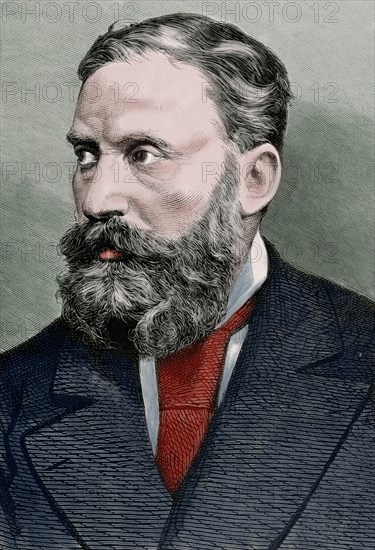 Luis Matos de Potestad (b. 1828). Marquis of Heredia and Spinola. Politician. Engraving. Colored.