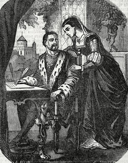 Henry II of France with his mistress Diana of Poitiers.