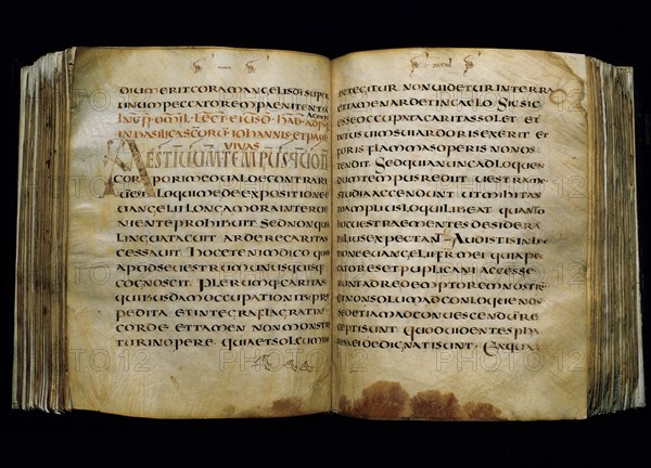 Pope Gregory I (540-604). Manuscript on parchment. Text Gregory I (homilies) Uncial script. From Merovingian Gaul. 7th c.