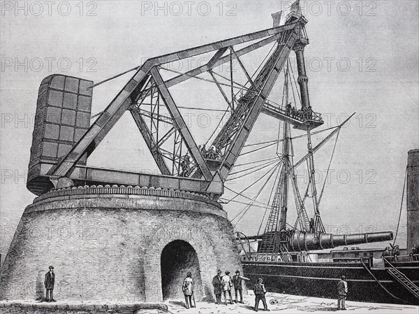 hydraulic crane in the harbor of La Spezia