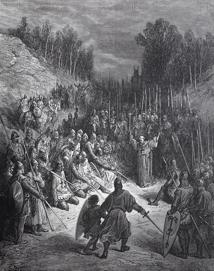 Peter the Hermit Preaching the First Crusade  /  Peter von Amiens predigt das Kreuz für die Ritter des Kreuzzuges