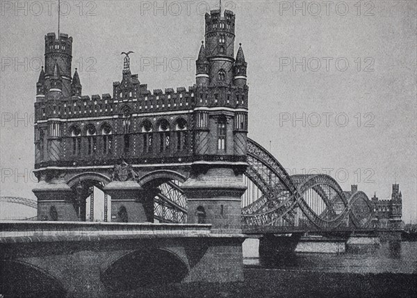 Railway bridge over the river Elbe near Hamburg