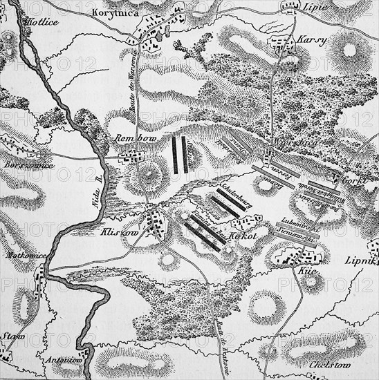 Plan of the battle of kliszów on 19 July 1702 Poland