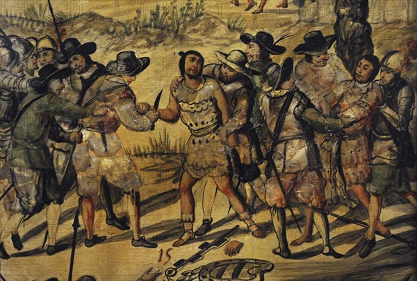 Conquest of Mexico, Punishment received by the Indians spies of Xicotencatl: Spaniards soldiers cut their hands