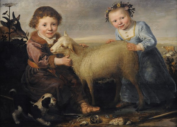 Two Children with a Lamb by Jacob Gerritsz