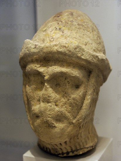 Head of a knight figure.