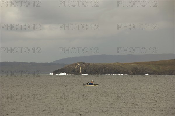 View of the Atlantic coast. Fishing boat.