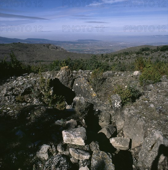 View of one the dolmens in the area of the saddle between two hills.