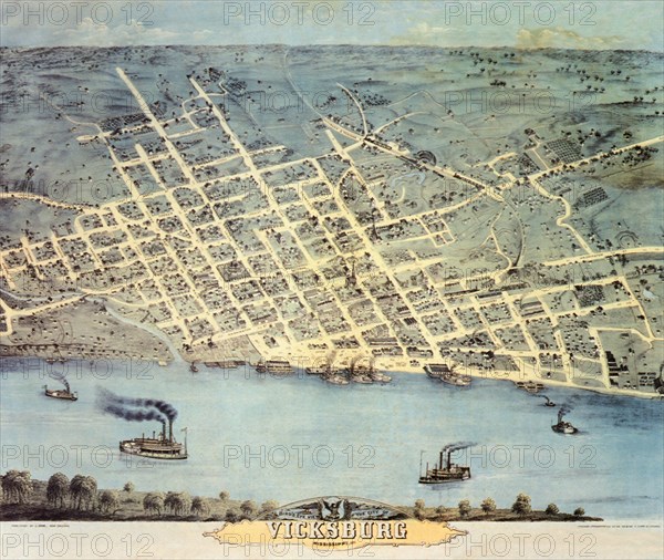 Aerial view of Vicksburg. 1871