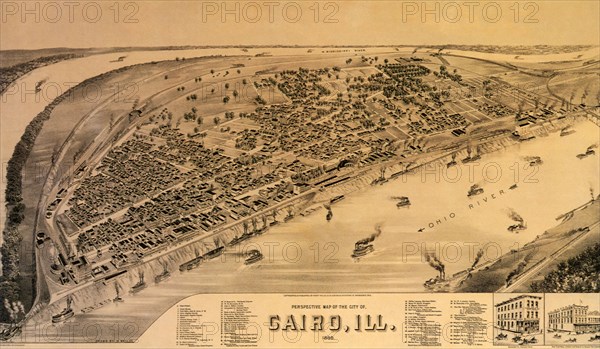 Perspective Map of Cairo. 1888