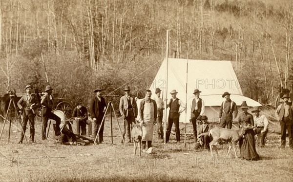 Engineers Corps camp and visitors 1889 Dakota Territory.