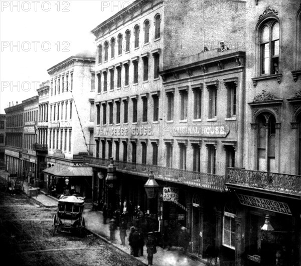 California History - What Cheer House, Sacramento St., San Francisco  circa 1866.