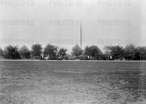 Polo match in Washington D.C. circa 1916 (Washington Monument in background).