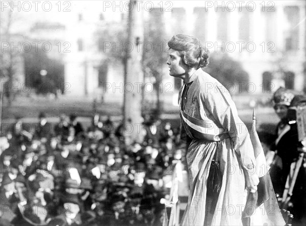 Woman Suffrage Movement - Woman suffragette Lucy Branham speaking circa 1919.