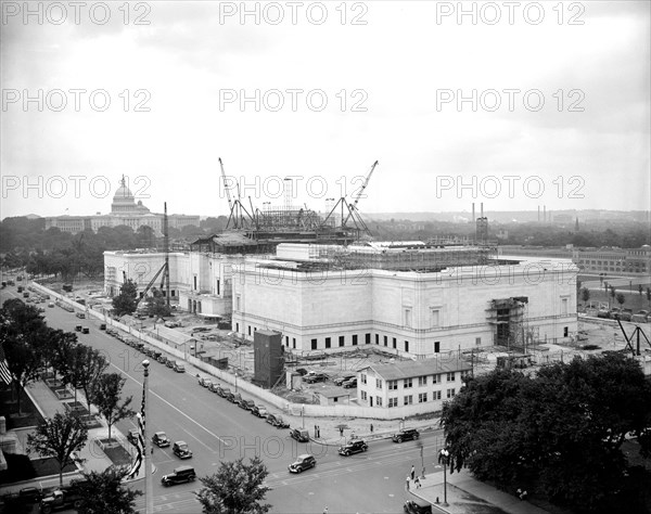 Construction of National Gallery of Art, Washington, D.C. circa 1939.