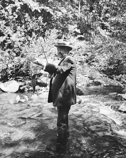 President Herbert Hoover fishing circa 1936.