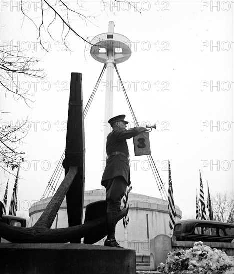 USS Maine memorial, Arlington National Cemetery, Arlington, Virginia circa 1934.