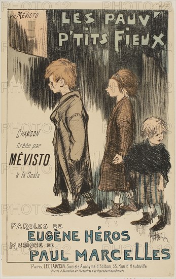 1892 Art Work -  Les Pauv' P'tits Fieux - Théophile-Alexandre Steinlen.