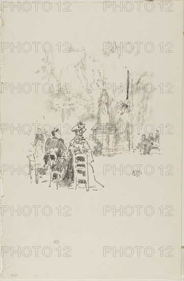 1893 Art Work -  Conversation under the Statue; Luxembourg Gardens - James McNeill Whistler.