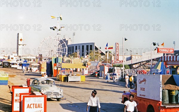 Carnival midway at the Texas State Fair circa 1954-1956.