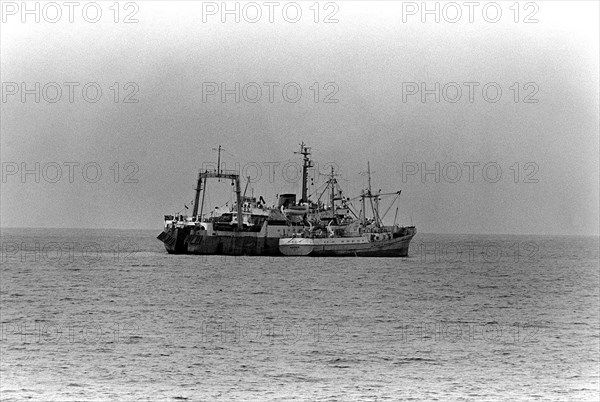 Soviet trawler anchored offshore during exercise Unitas XX