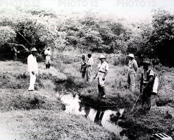 Malaria control unit no. 202 sprays the swamps in Brazil