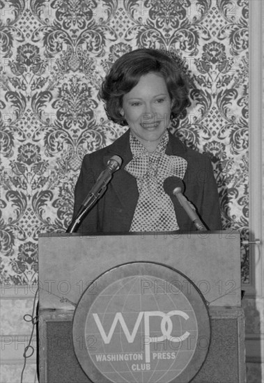 Rosalynn Carter addressing the Washington Press Club