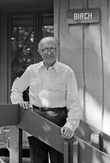 Menachem Begin poses at Camp David