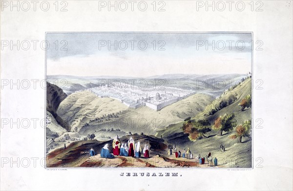 1840s print of ancient Jerusalem ca. 1846