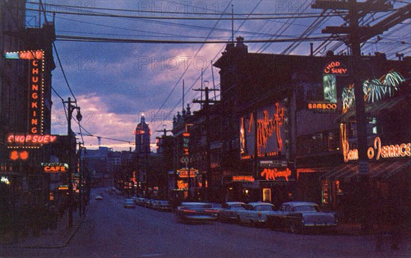 Vancouver's Chinatown at night.