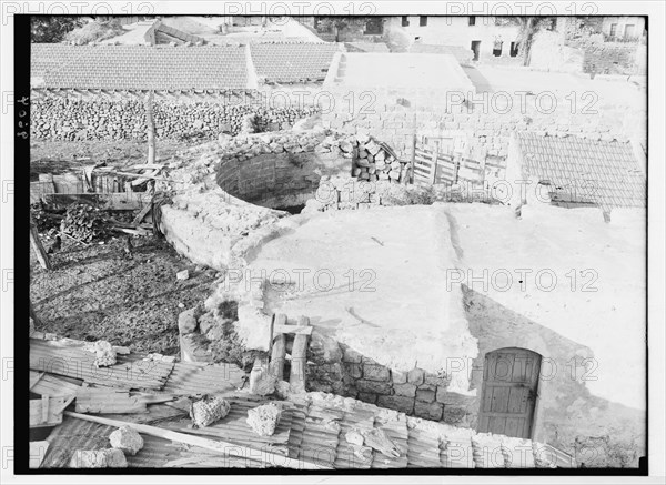 Section overlooking cathedral showing remains of three apses (close up) in Caesarea (Kaisarieh) ca. 1938