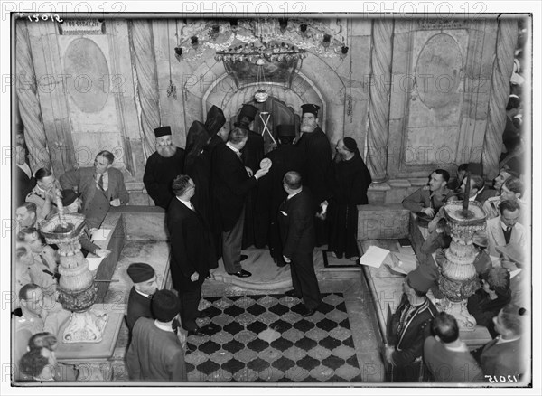 Religious ceremonies in Jerusalem during the Easter period; priests participating in the Orthodox Holy Fire ca. 1941