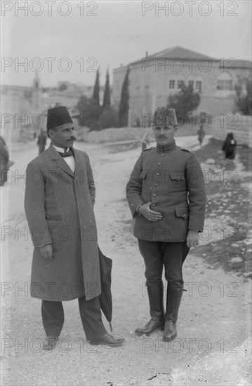 Mayor of Jerusalem & Turkish officer. Hussein Selim el-Hussein[i],  American Colony in background ca. 1914