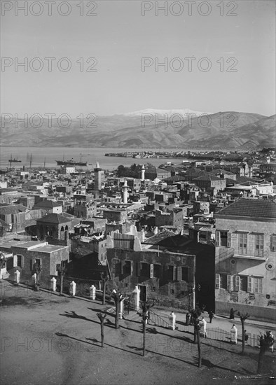 View of a Coastal city, probably Beirut and St. George's Bay ca. between 1898 and 1946