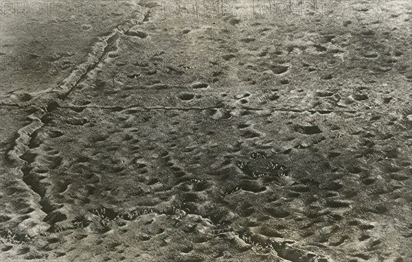 Birdseye view of a battlefield on the Somme front in W.W. I ca.  1917