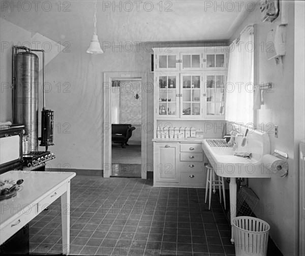 Kitchen in an early 20th century home ca.  between 1910 and 1920