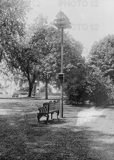 One of the many bird houses which Mrs. Harding has installed in the White House grounds, [Washington, D.C.] ca.  between 1910 and 1935