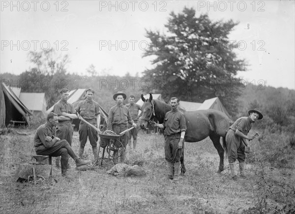 U.S. Army or National Guardsmen in camp ca. between 1909 and 1940