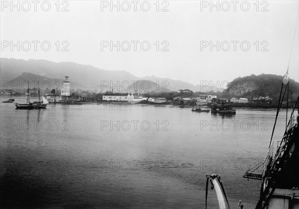 Boats in the Harbor at Santos Brazil from which copper is shipped ca. between 1909 and 1919