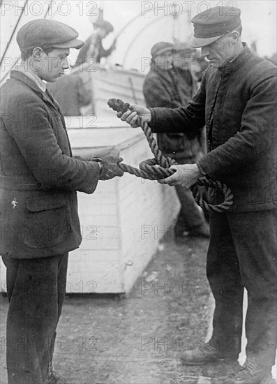 Teaching seamen to tie knots, U.S.S. Calvin Austin ca. between 1909 and 1920