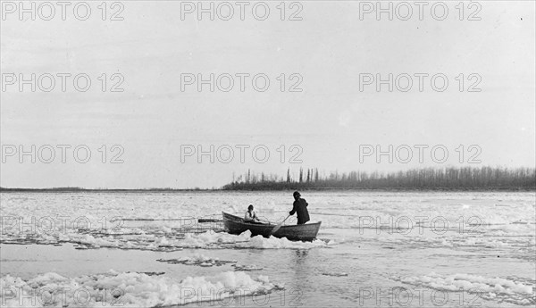 U.S. Mail crossing Yukon with mail at Tanana Mission, Alaska, Oct. 24 ca. between 1909 and 1940