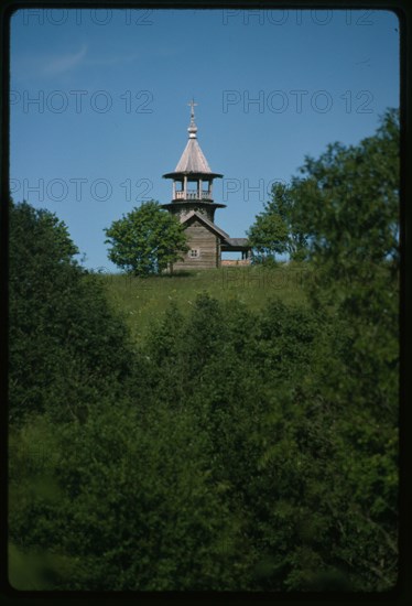 Chapel of the Miraculous Image of Christ, from Vigovo village (late 17th century?), west view, Kizhi Island, Russia; 1993