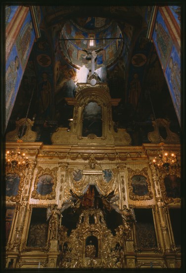 Church of Saint Nicholas Nadein (1620-22), interior, east view with icon screen (18th century), Yaroslavl', Russia; 1997