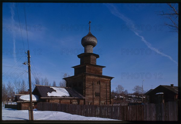 Log Church of the Prophet Elijah (1690-96), southwest view, Belozersk, Russia; 1998