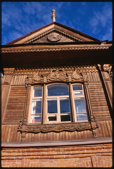 Log house, Krasnoiarsk Street #3 (about 1900) window detail, Novosibirsk, Russia 1999.