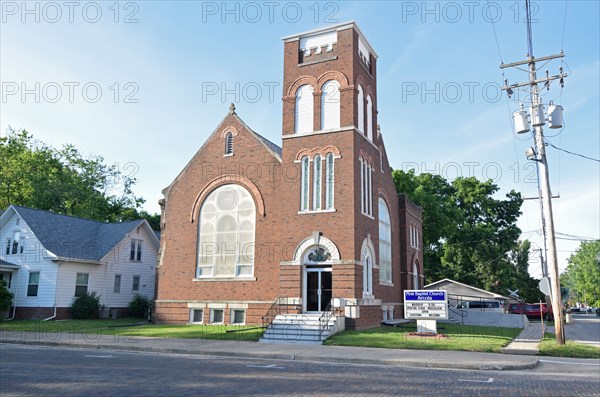 First Baptist Church in downtown Arcola, Illinois