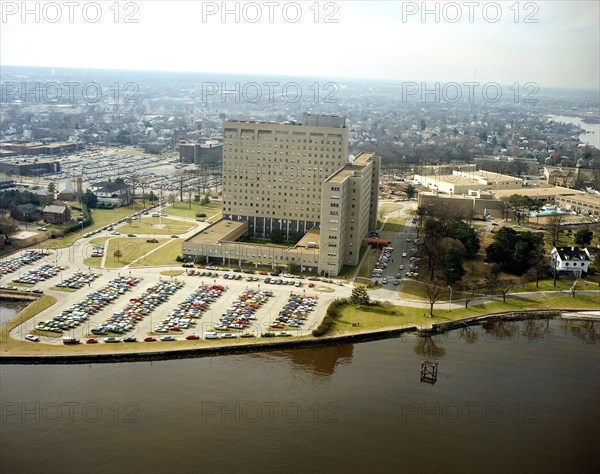 An aerial view of the new Portsmouth Naval Hospital