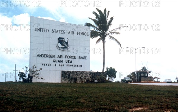 A view of the main gate of the base