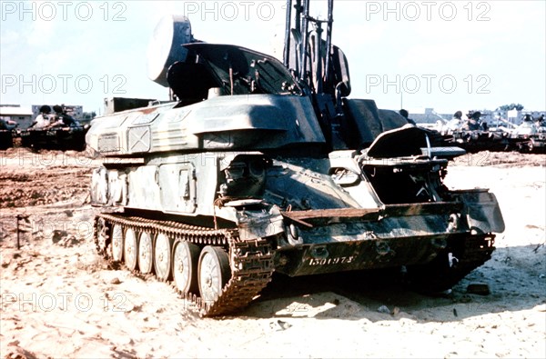 A right front view of a Soviet ZSU