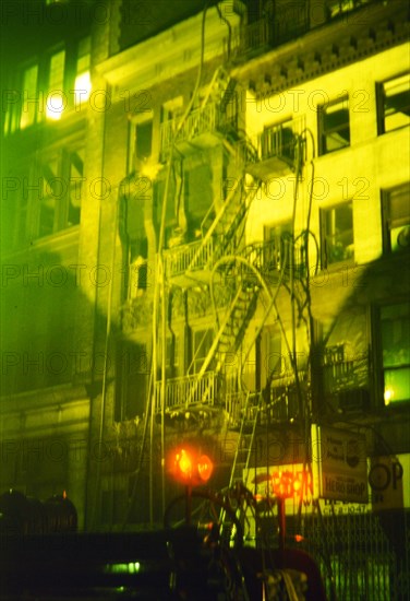 Emergency vehicles at the scene of a fire in New York City